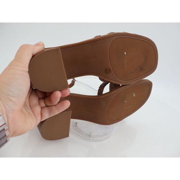 Lucky Brand Tasmina Women's Leather Ankle Strap Block Heel Brown Size 10M - Picture 9 of 12
